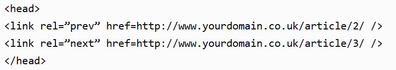 An example of a rel=prev and rel=next tag in code